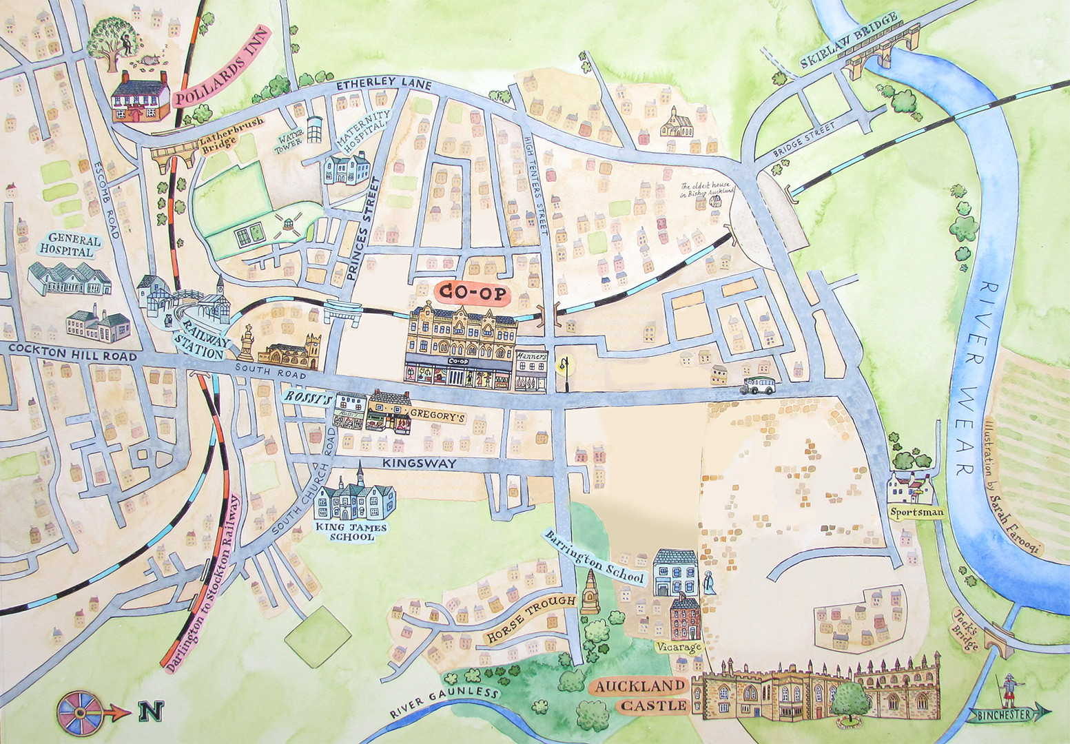 Bishop Auckland Town Map
